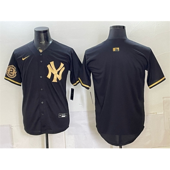 Men's New York Yankees Blank Black Gold With Stitched Baseball Jersey - Ujersey