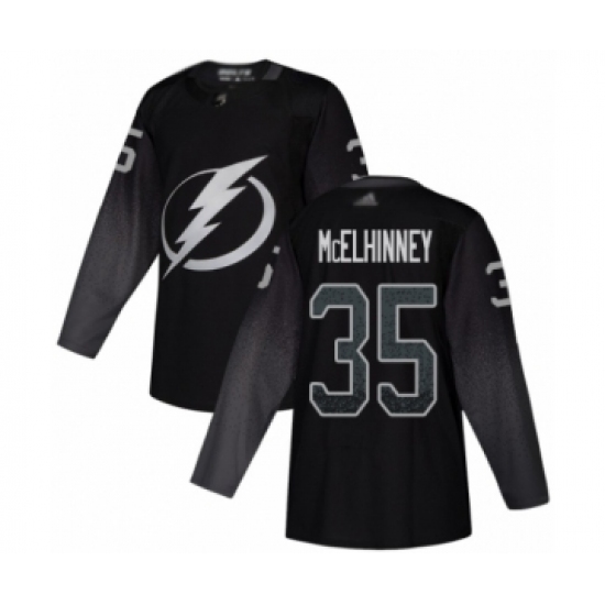 Men's Tampa Bay Lightning #35 Curtis McElhinney Authentic Black Alternate Hockey Jersey - Ujersey