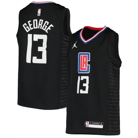 Youth LA Clippers #13 Paul George Jordan Brand Black 2020-21 Swingman Player Jersey - Ujersey