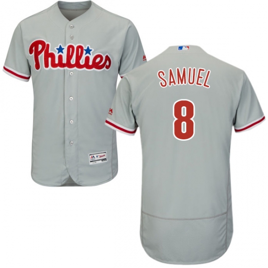 Men's Majestic Philadelphia Phillies #8 Juan Samuel Grey Road Flex Base Authentic Collection MLB Jersey - Ujersey