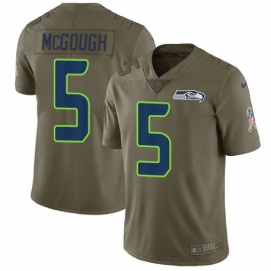 Youth Nike Seattle Seahawks #5 Alex McGough Limited Olive 2017 Salute to Service NFL Jersey - Ujersey