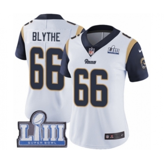 Women's Nike Los Angeles Rams #66 Austin Blythe White Vapor Untouchable Limited Player Super Bowl LIII Bound NFL Jersey - Ujersey