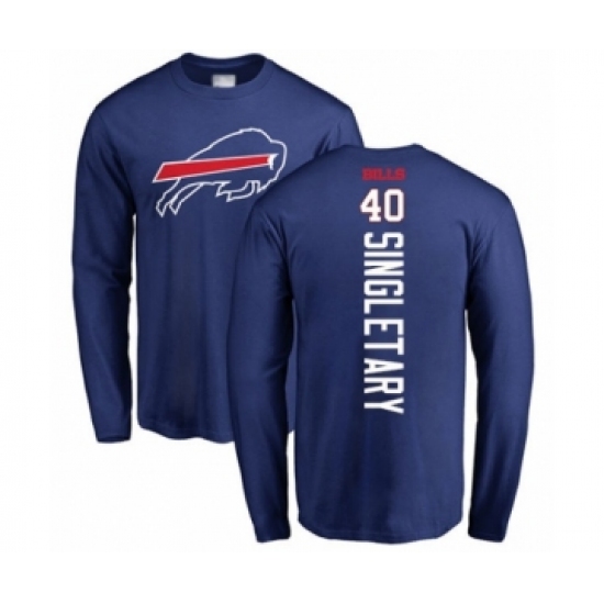 Football Buffalo Bills #40 Devin Singletary Royal Blue Backer Long Sleeve T-Shirt - Ujersey