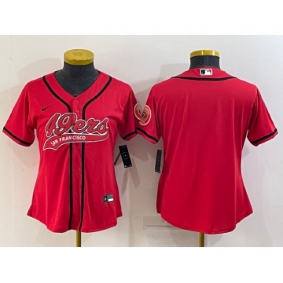 Women's San Francisco 49ers Blank Red With Patch Cool Base Stitched Baseball Jersey - Ujersey