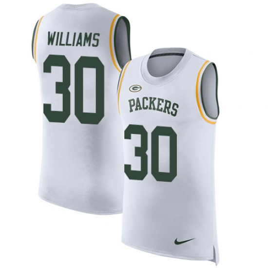 Men's Nike Green Bay Packers #30 Jamaal Williams Limited White Rush Player Name & Number Tank Top NFL Jersey - Ujersey