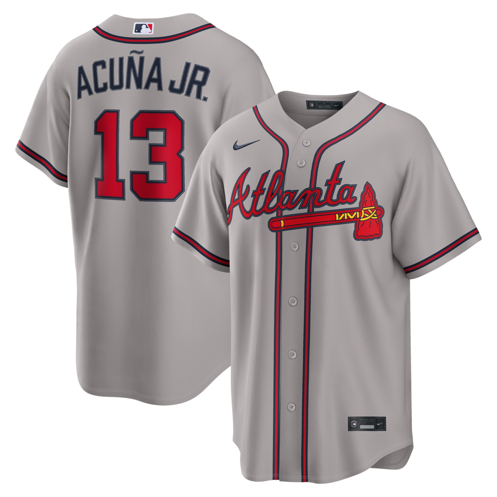 Men's Atlanta Braves Ronald Acuña Jr. Nike Gray Road Replica Jersey