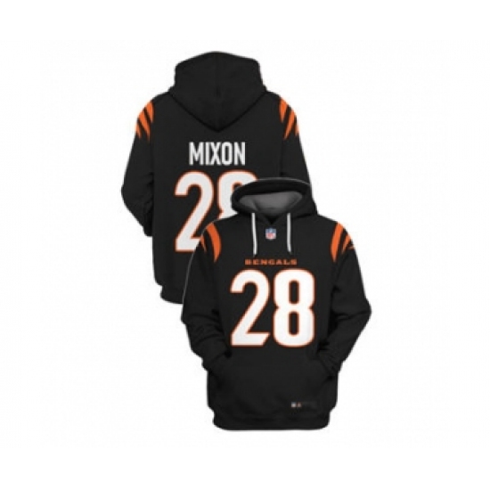 Men's Cincinnati Bengals #28 Joe Mixon 2021 Black Pullover Football Hoodie - Ujersey