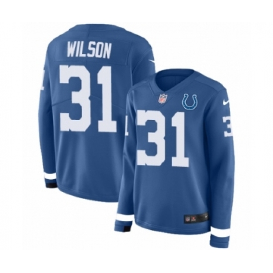 Women's Nike Indianapolis Colts #31 Quincy Wilson Limited Blue Therma Long Sleeve NFL Jersey - Ujersey