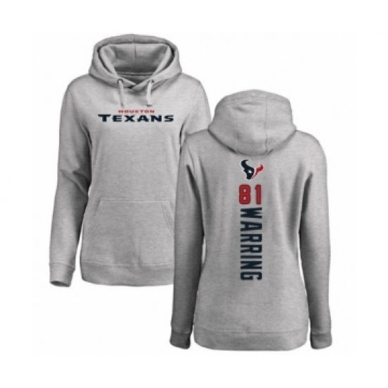 Football Women's Houston Texans #81 Kahale Warring Ash Backer Pullover Hoodie - Ujersey