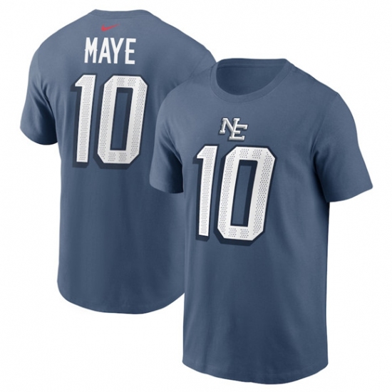 Men's New England Patriots #10 Drake Maye Blue 2025 Rivalries Collection Player Name & Number T-Shirt - Ujersey NHL