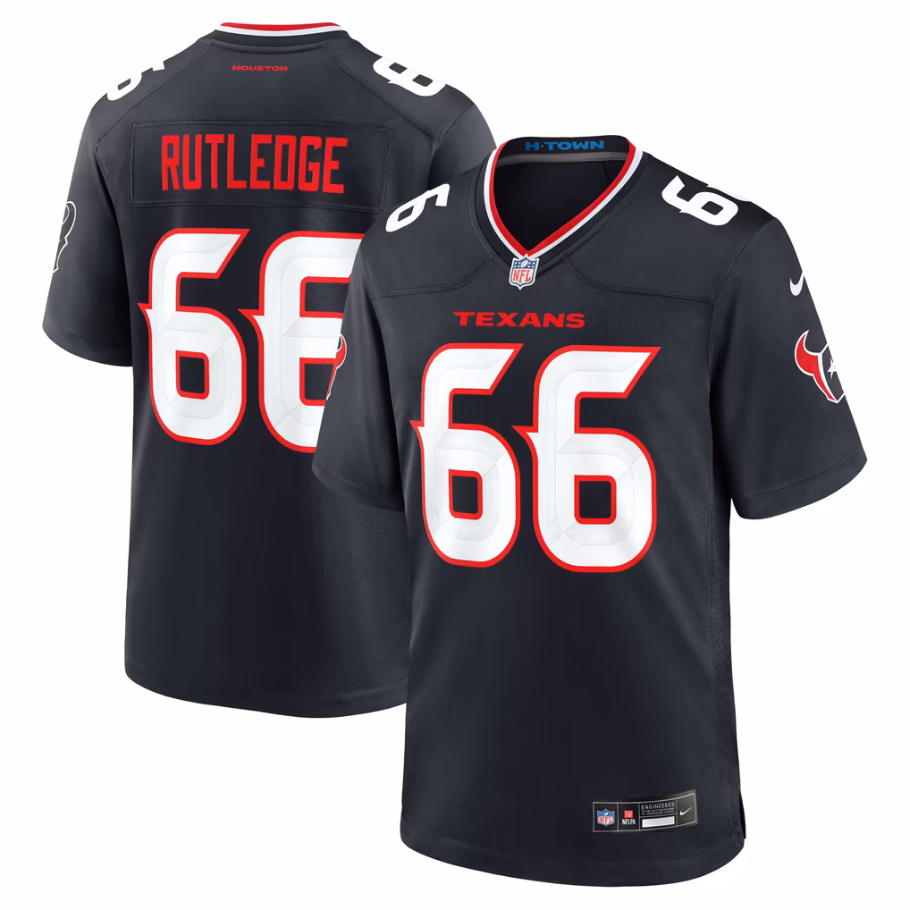 Men's Houston Texans Keylan Rutledge Nike Navy Team Game Jersey - SUjersey01