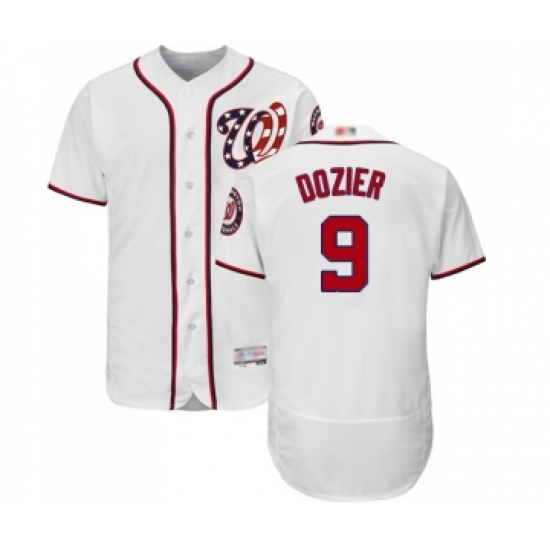 Men's Washington Nationals #9 Brian Dozier White Home Flex Base Authentic Collection Baseball Jersey - Ujersey