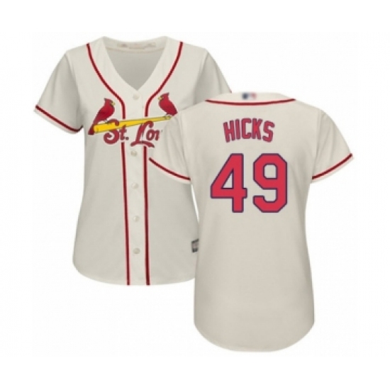 Women's St. Louis Cardinals #49 Jordan Hicks Authentic Cream Alternate Cool Base Baseball Player Jersey - Ujersey