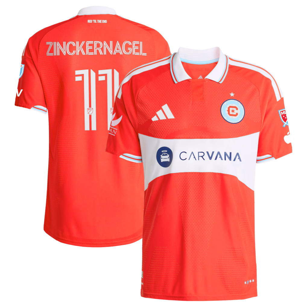 Men's Chicago Fire Philip Zinckernagel adidas Red 2026 Forever Red On-Field Authentic Patch Jersey