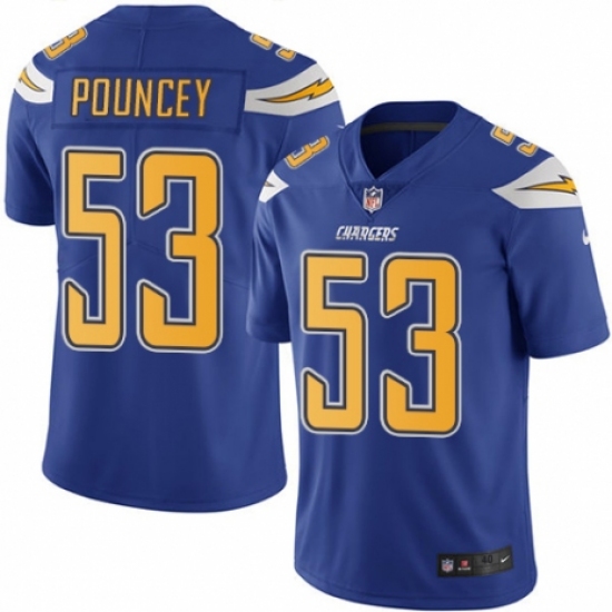 Youth Nike Los Angeles Chargers #53 Mike Pouncey Limited Electric Blue Rush Vapor Untouchable NFL Jersey - Ujersey