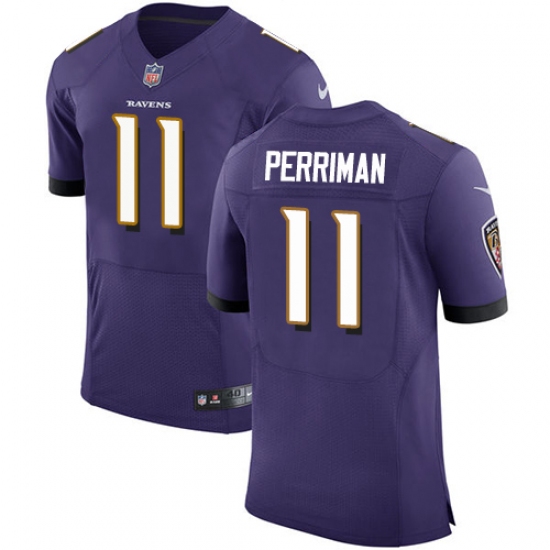 Men's Nike Baltimore Ravens #11 Breshad Perriman Elite Purple Team Color NFL Jersey - Ujersey