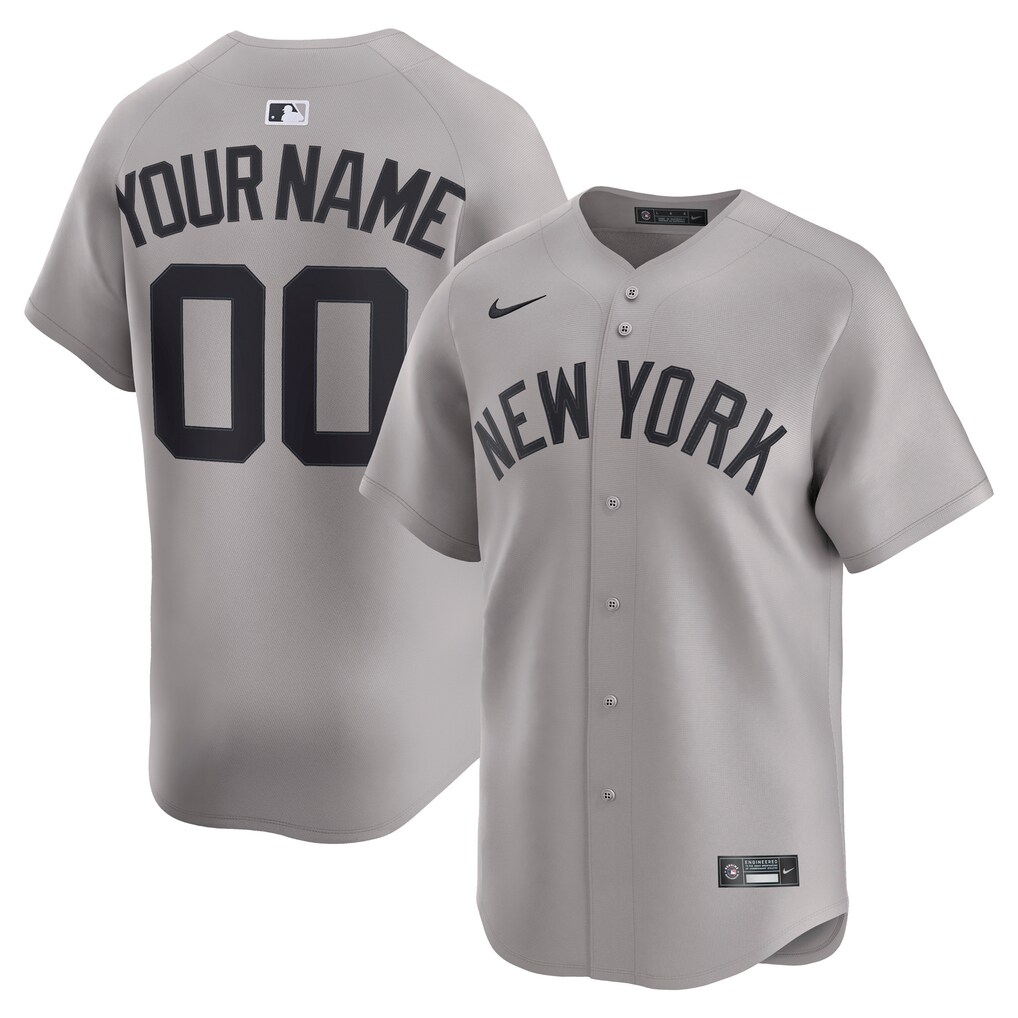 Men's New York Yankees Nike Gray Away Limited Custom Jersey - Ujersey