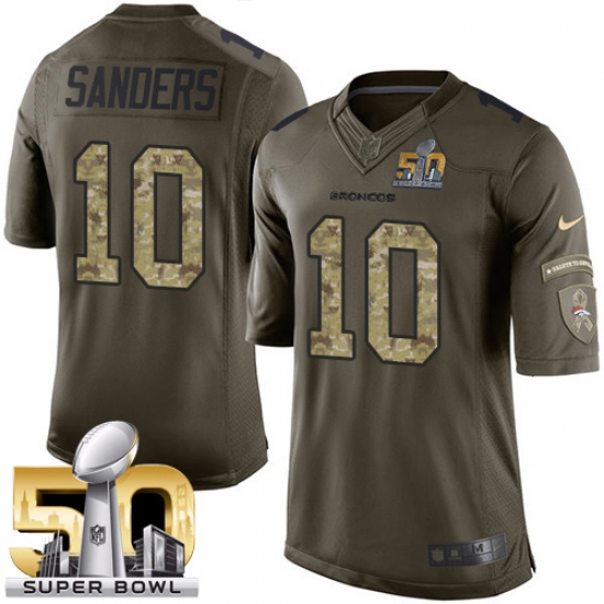 Men's Nike Denver Broncos #10 Emmanuel Sanders Limited Green Salute to Service Super Bowl 50 Bound NFL Jersey - Ujersey