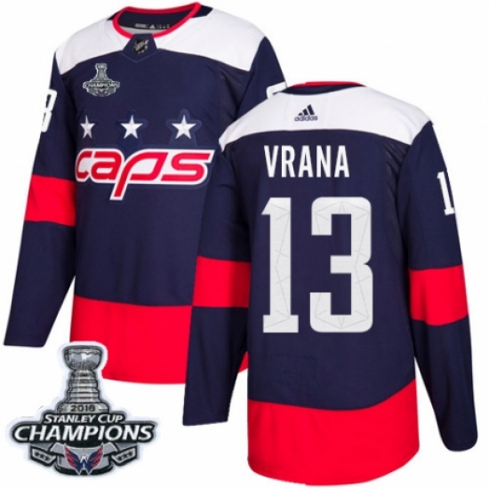 Youth Adidas Washington Capitals #13 Jakub Vrana Authentic Navy Blue 2018 Stadium Series 2018 Stanley Cup Final Champions NHL Jersey - Ujersey
