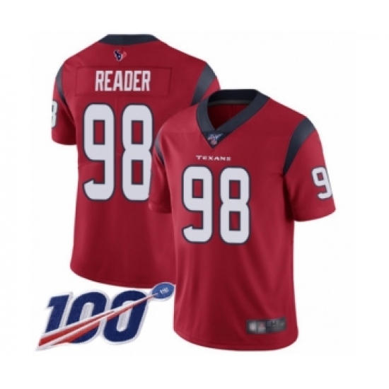 Men's Houston Texans #98 D.J. Reader Red Alternate Vapor Untouchable Limited Player 100th Season Football Jersey - Ujersey