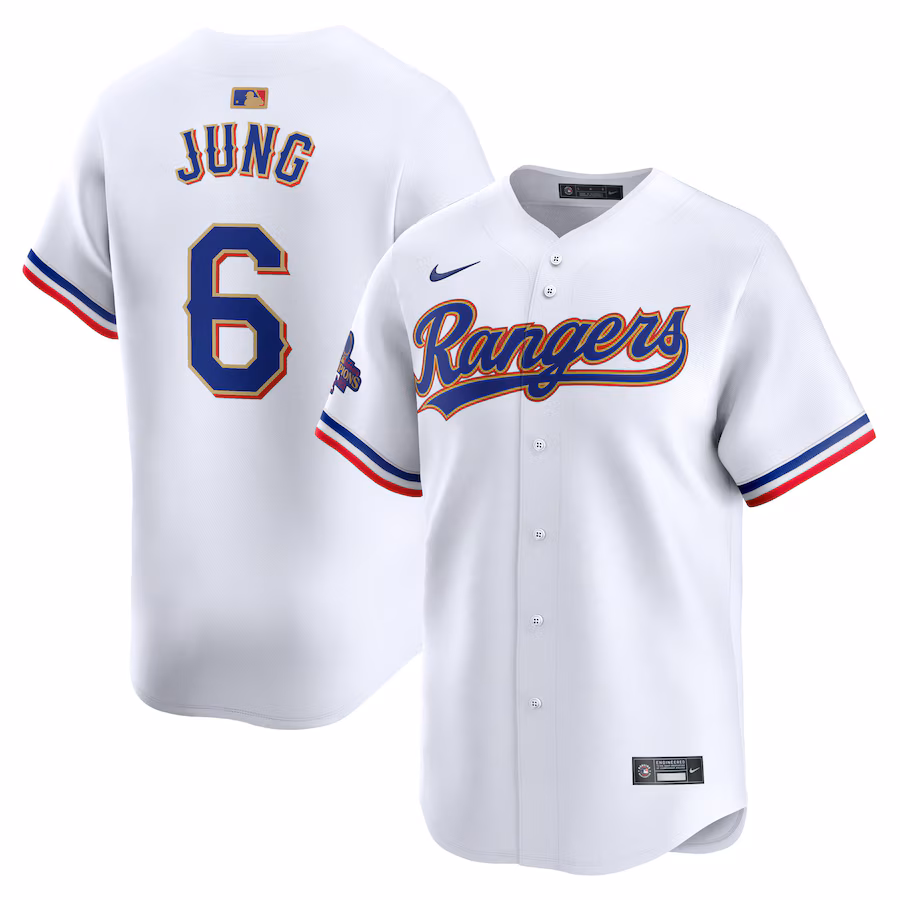 Men's Texas Rangers Josh Jung Nike White 2024 Gold Collection Limited Player Jersey - Ujersey NHL