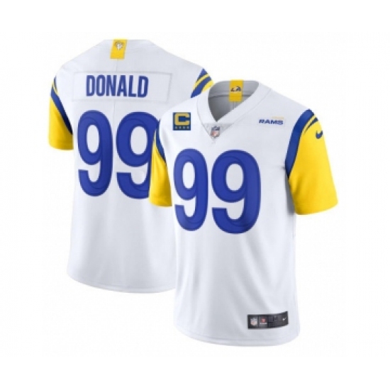 Men's Los Angeles Rams 2022 #99 Aaron Donald White With 4-star C Patch Stitched NFL Jersey - Ujersey