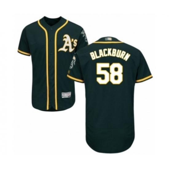 Men's Oakland Athletics #58 Paul Blackburn Green Alternate Flex Base Authentic Collection Baseball Player Jersey - Ujersey