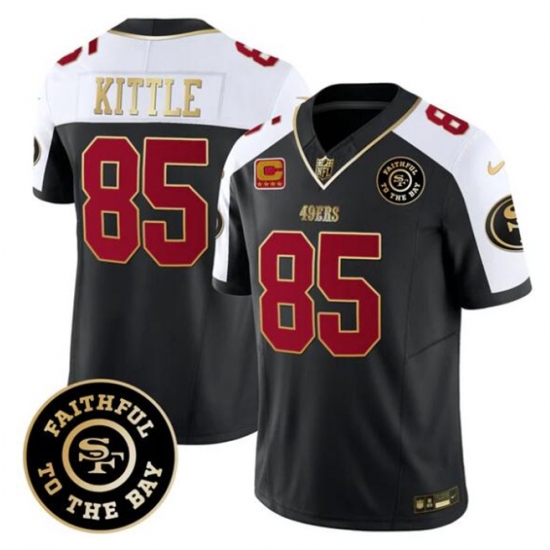 Men's San Francisco 49ers #85 George kittle Black Alternate F.U.S.E. 3-Star C With Faithful To The Bay Vapor Limited Football Stitched Jersey - Ujersey