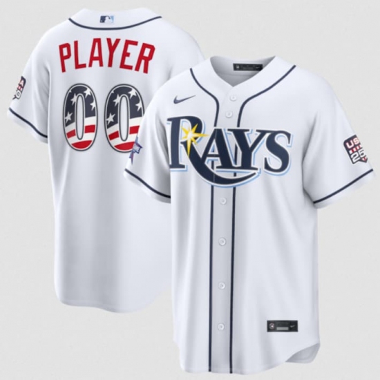 Men's Tampa Bay Rays Active Player Custom White 2026 All-Star Edition Stars & Stripes & USA 250 Fourth of July Home Stadium Stitched Baseball Jersey - Ujersey