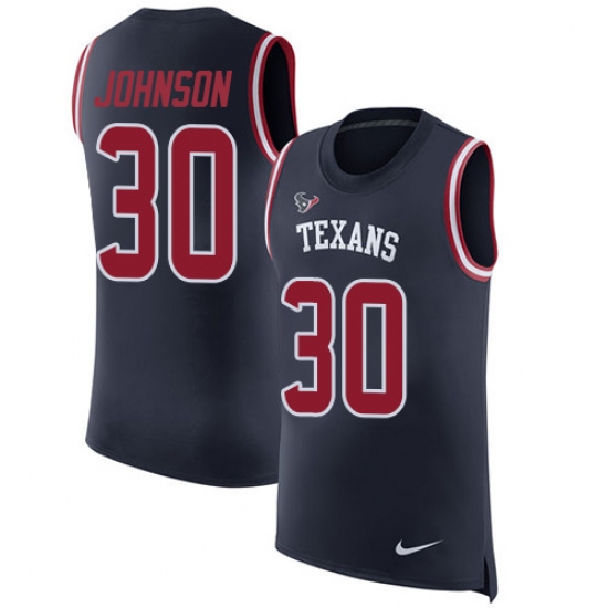 Men's Nike Houston Texans #30 Kevin Johnson Limited Navy Blue Rush Player Name & Number Tank Top NFL Jersey - Ujersey