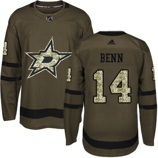 Men's Adidas Dallas Stars #14 Jamie Benn Authentic Green Salute to Service NHL Jersey - Ujersey