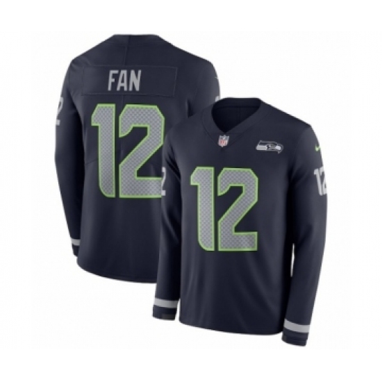 Youth Nike Seattle Seahawks 12th Fan Limited Navy Blue Therma Long Sleeve NFL Jersey - Ujersey