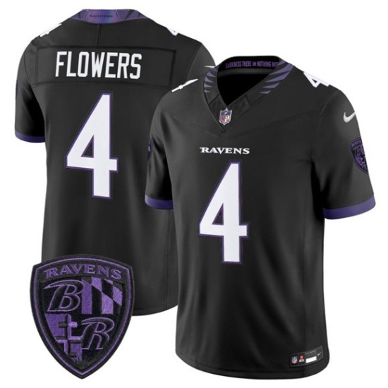 Men's Baltimore Ravens #4 Zay Flowers Black 2026 F.U.S.E. Alternate Vapor Limited Football Stitched Jersey - Ujersey
