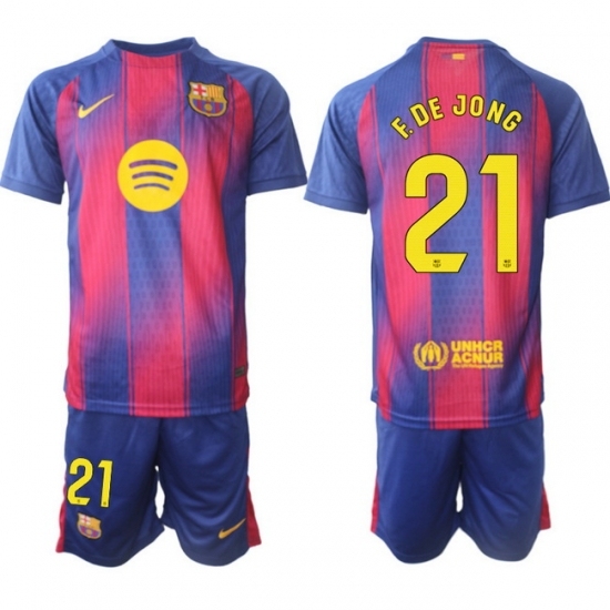 Men FC Barcelona 2026 Soccer Jerseys PinkBlue #21 F.DE JONG