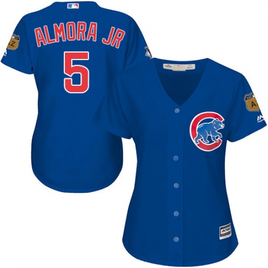 Women's Majestic Chicago Cubs #5 Albert Almora Jr Authentic Royal Blue Alternate MLB Jersey - Ujersey