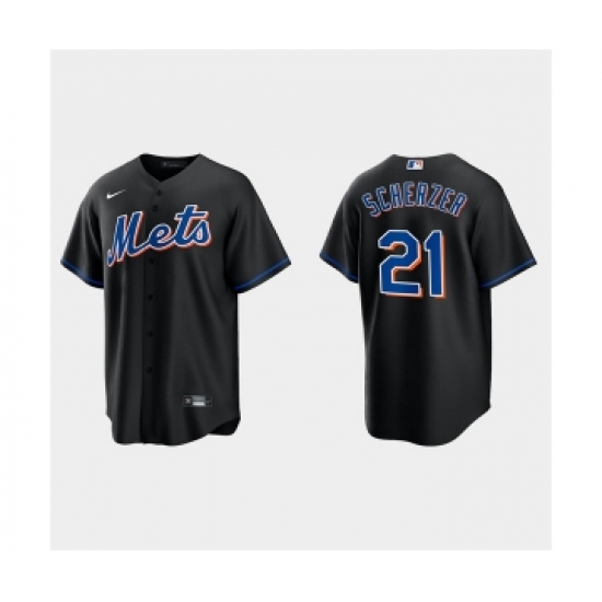 Men's New York Mets #21 Max Scherzer Black Cool Base Stitched Baseball Jersey - Ujersey