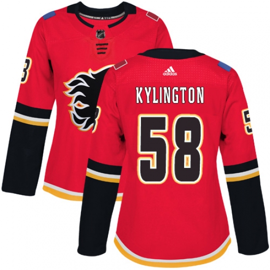 Women's Adidas Calgary Flames #58 Oliver Kylington Authentic Red Home NHL Jersey - Ujersey