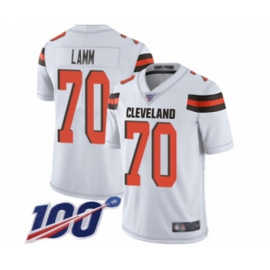 Men's Cleveland Browns #70 Kendall Lamm White Vapor Untouchable Limited Player 100th Season Football Jersey - Ujersey
