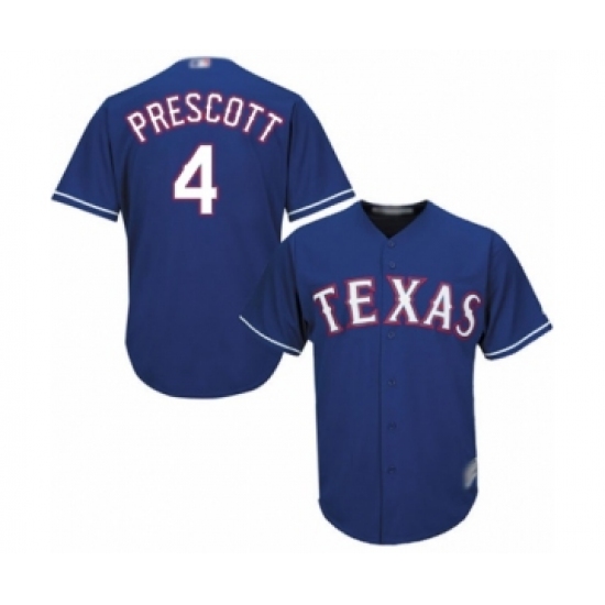 Men's Texas Rangers #4 Dak Prescott Replica Royal Blue Alternate 2 Cool Base Baseball Jersey - Ujersey