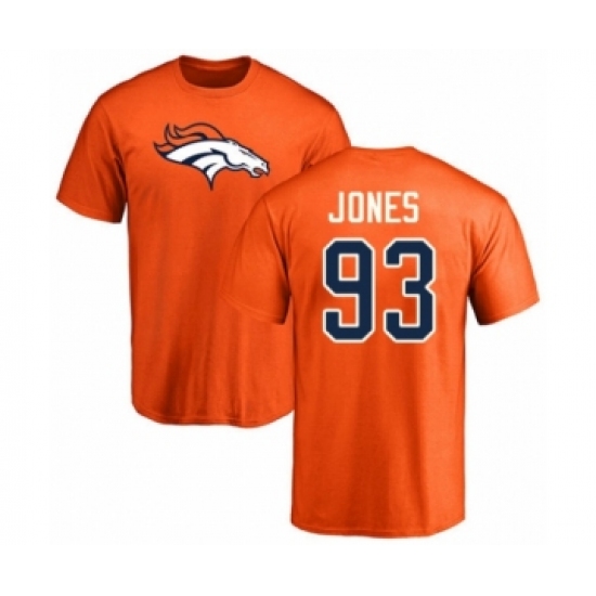Football Denver Broncos #93 Dre'Mont Jones Orange Name & Number Logo T-Shirt - Ujersey
