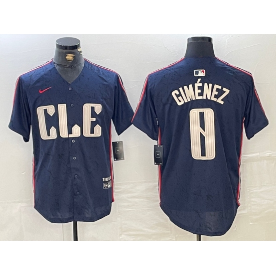 Men's Cleveland Guardians #0 Andres Gimenez Navy 2024 City Connect Limited Stitched Jersey - Ujersey