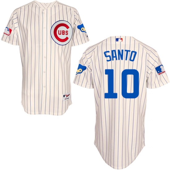 Men's Majestic Chicago Cubs #10 Ron Santo Authentic Cream 1969 Turn Back The Clock MLB Jersey - Ujersey