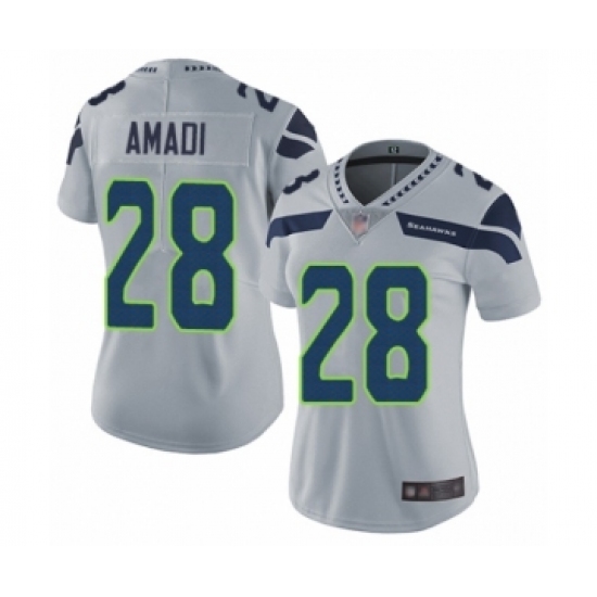 Women's Seattle Seahawks #28 Ugo Amadi Grey Alternate Vapor Untouchable Limited Player Football Jersey - Ujersey