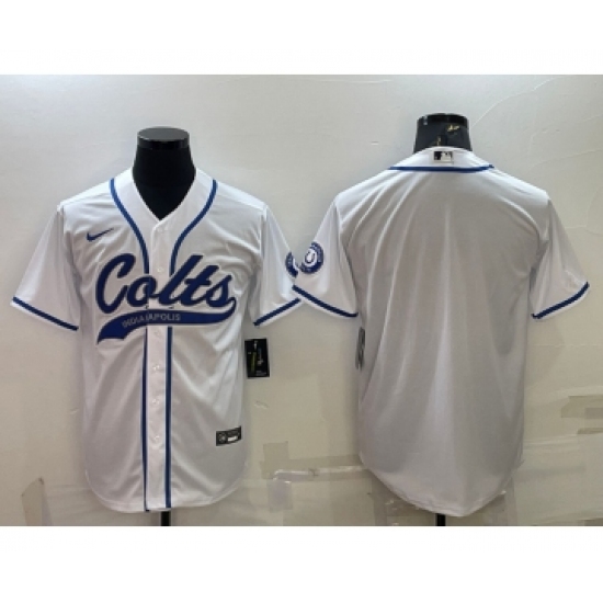 Men's Indianapolis Colts Blank White Cool Base Stitched Baseball Jersey - Ujersey