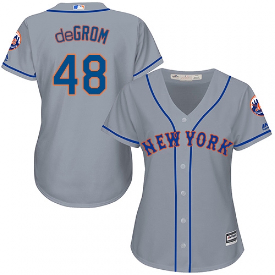 Women's Majestic New York Mets #48 Jacob deGrom Authentic Grey Road Cool Base MLB Jersey - Ujersey