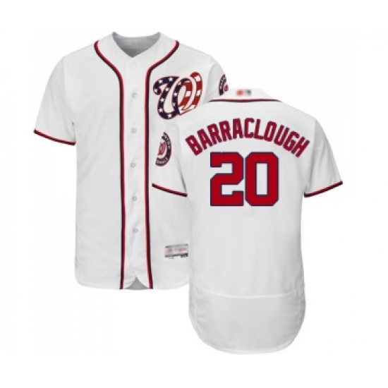 Men's Washington Nationals #20 Kyle Barraclough White Home Flex Base Authentic Collection Baseball Jersey - Ujersey