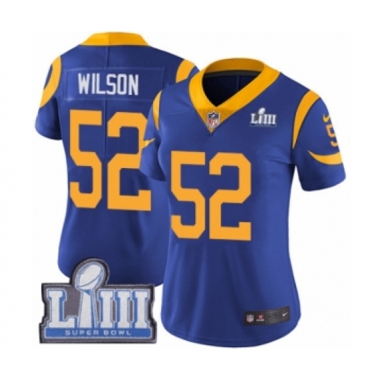 Women's Nike Los Angeles Rams #52 Ramik Wilson Royal Blue Alternate Vapor Untouchable Limited Player Super Bowl LIII Bound NFL Jersey - Ujersey