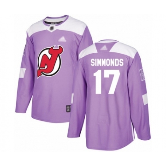 Youth New Jersey Devils #17 Wayne Simmonds Authentic Purple Fights Cancer Practice Hockey Jersey - Ujersey