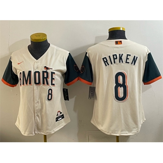 Women's Baltimore Orioles #8 Cal Ripken Jr Natural 2026 City Connect Stadium Stitched Baseball Jersey(Run Small) - Ujersey