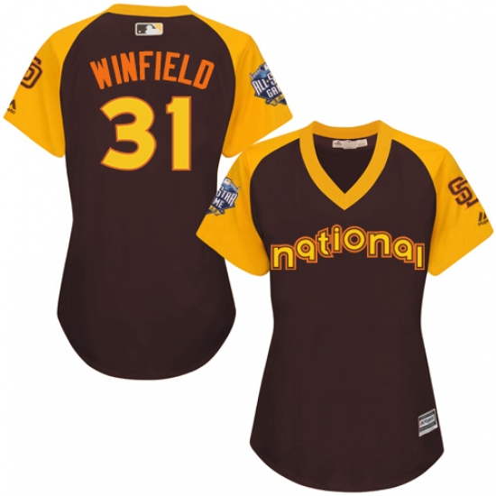 Women's Majestic San Diego Padres #31 Dave Winfield Authentic Brown 2016 All-Star National League BP Cool Base Cool Base MLB Jersey - Ujersey